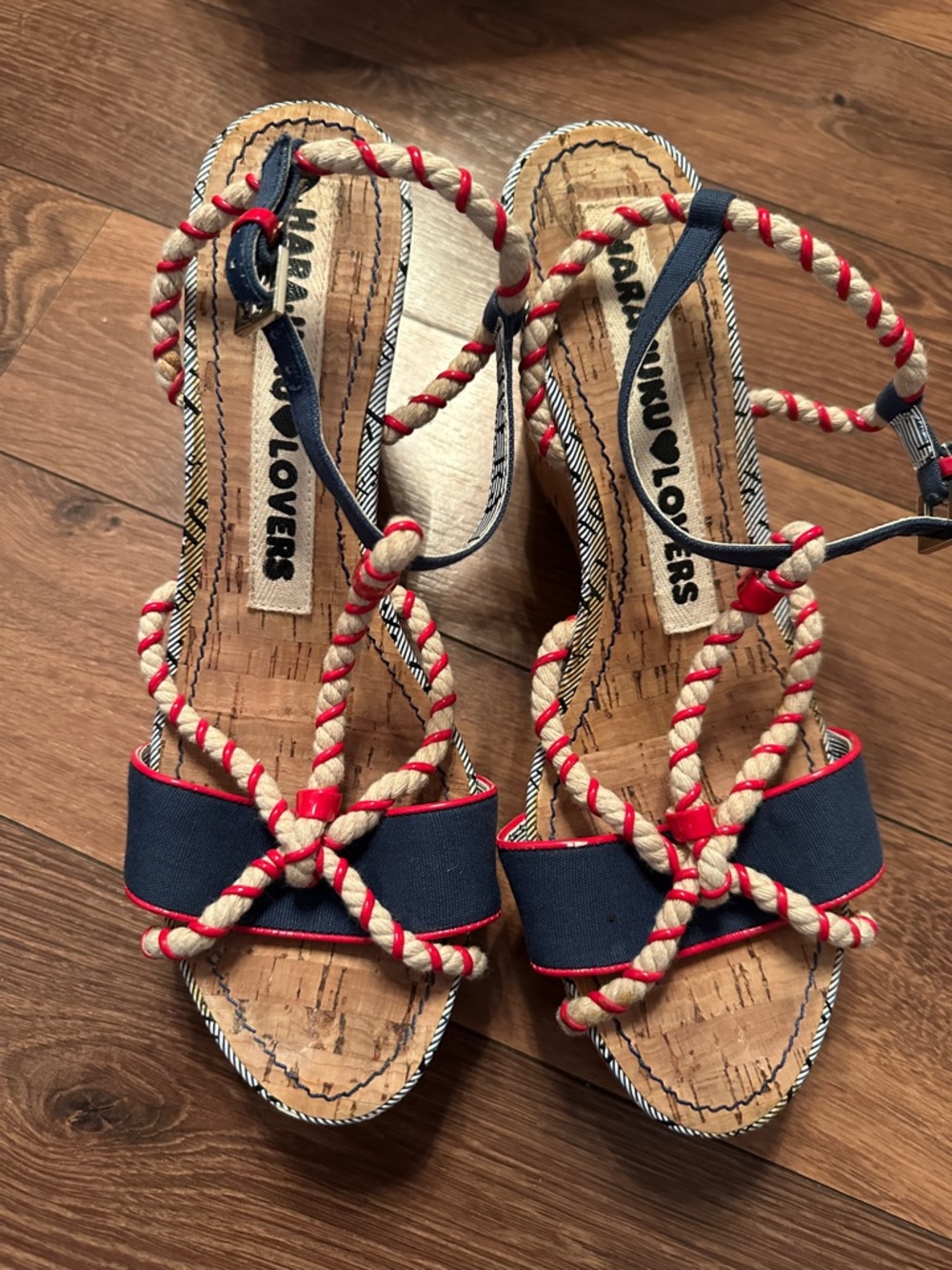 Harajuku Lovers Sailor Sandals. Cork wedge. 8.5M